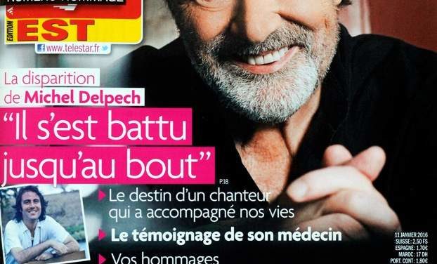 Michel Delpech “Il s’est battu jusqu’au bout”. couverture de TéléStar du 16 au 22 janvier 2016